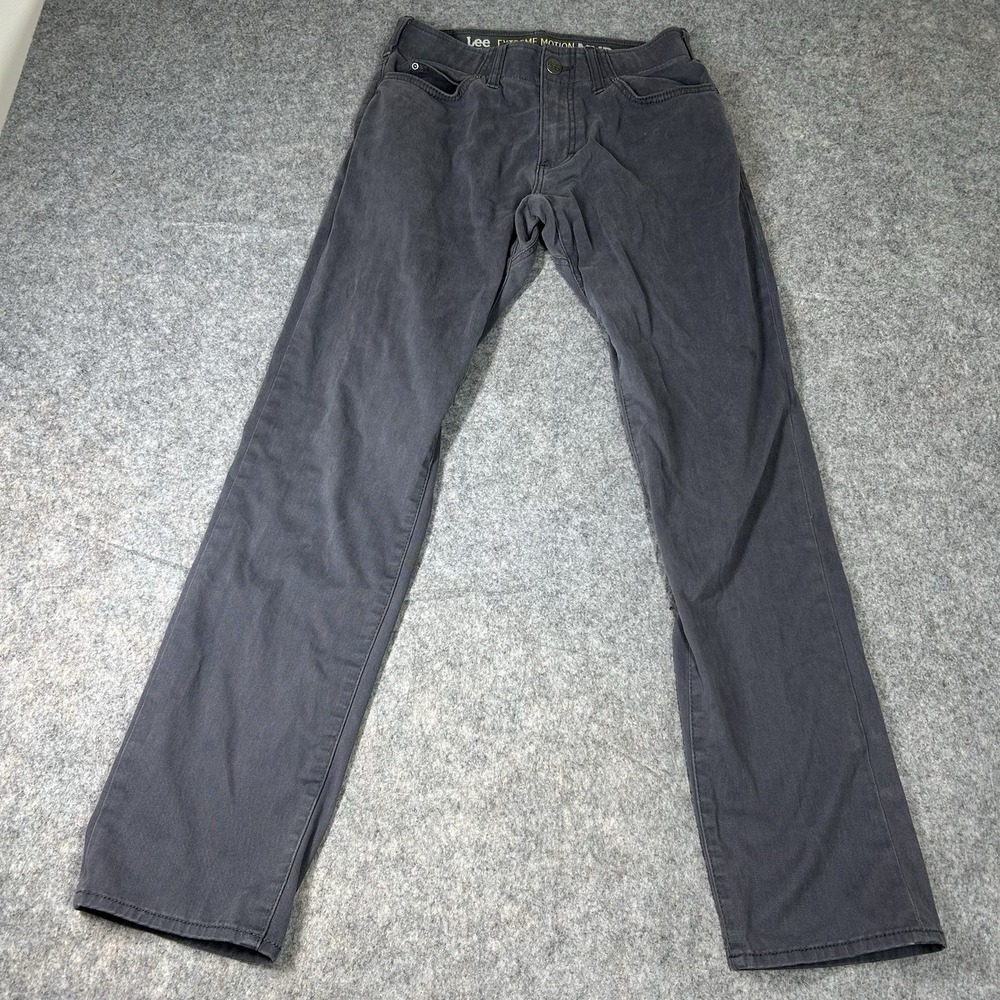 Lee Extreme Motion MVP Jeans Mens 30X32 Straight Fit Tapered Leg Gray Stretch